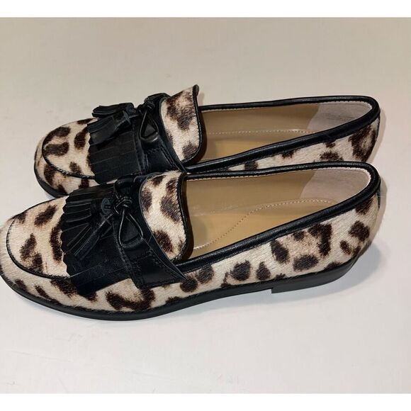 TALBOTS LAURA TASSEL CALF HAIR LOAFERS - SNOW LEOPARD Size 7 A12 - Picture 6 of 7